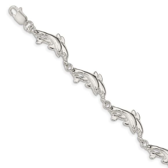 Kazi Luxury Sterling Silver Dolphins Bracelet